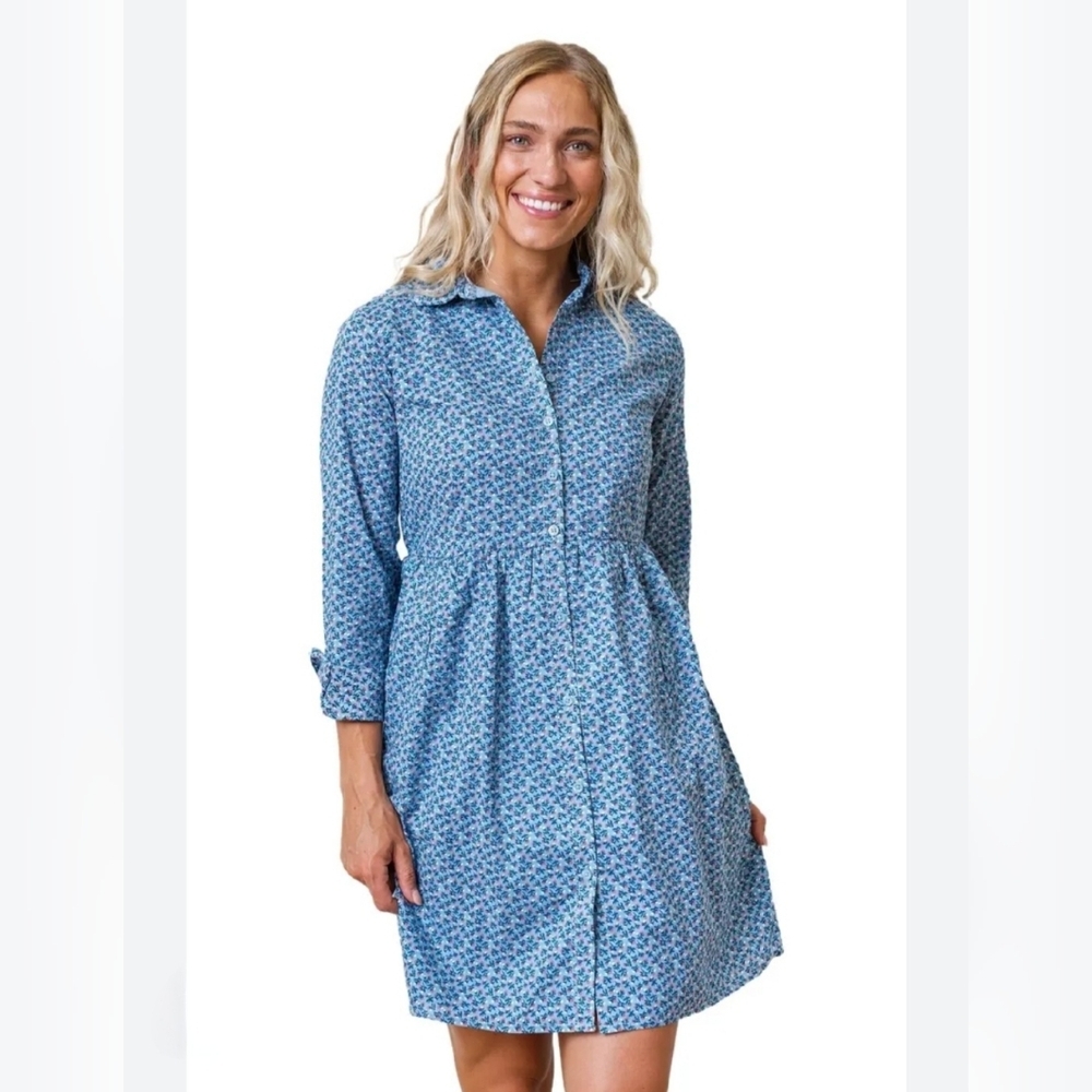 Hope & Henry Organic Button Front Shirt Dress